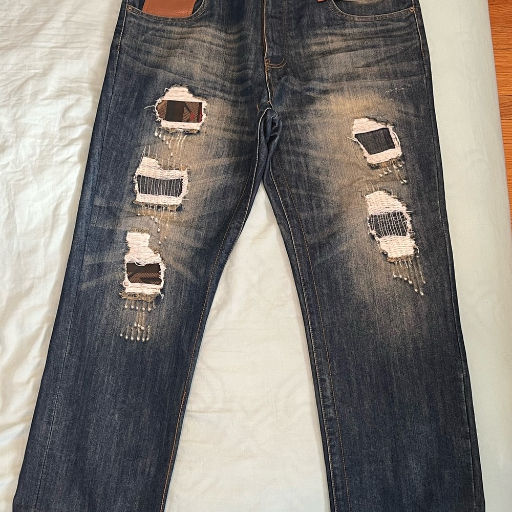 Parish Nation Men's Distressed Blue Jeans